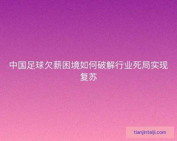 中国足球欠薪困境如何破解行业死局实现复苏